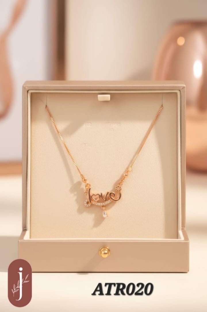 Anti Tarnish Rose Gold L-O-V-E Pendant Necklace - ATR020