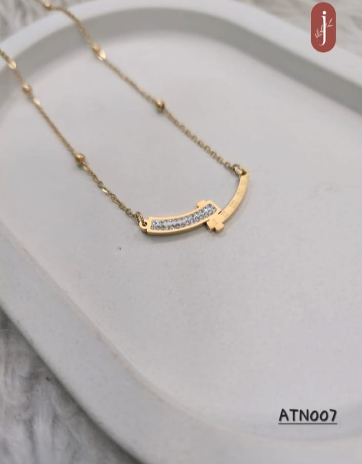 Anti Tarnish Gold Plated Roman Letters Pendant Necklace - ATN007