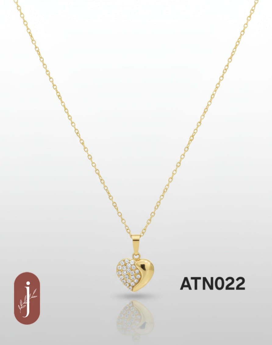 Anti Tarnish Gold Plated Heart Pendant Necklace - ATN022