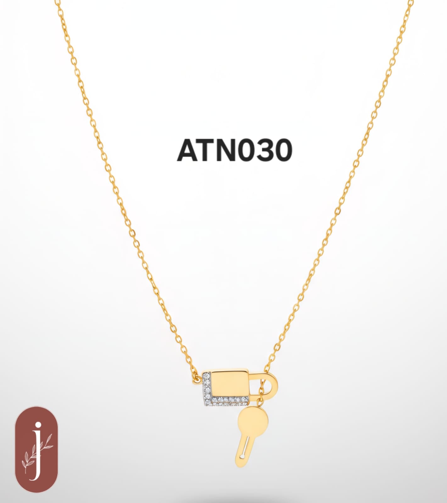 Anti Tarnish Gold Plated Lock and Key Pendant Necklace - ATN030