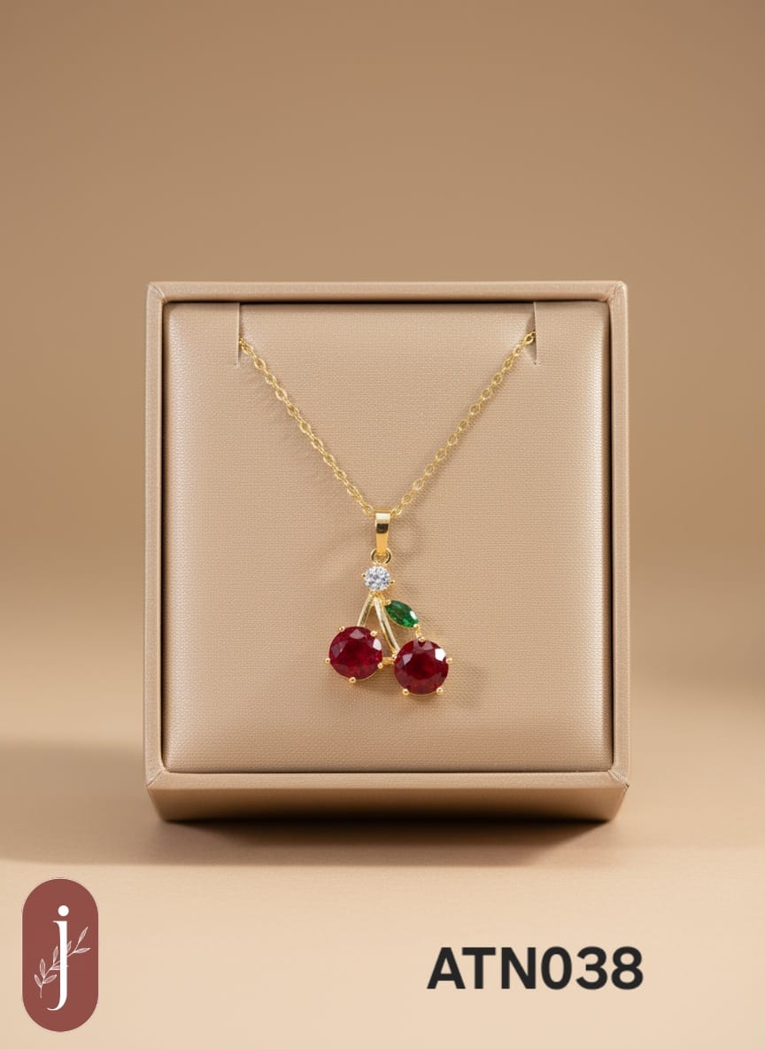 Anti Tarnish Gold Plated Cherry Pendant Necklace - ATN038