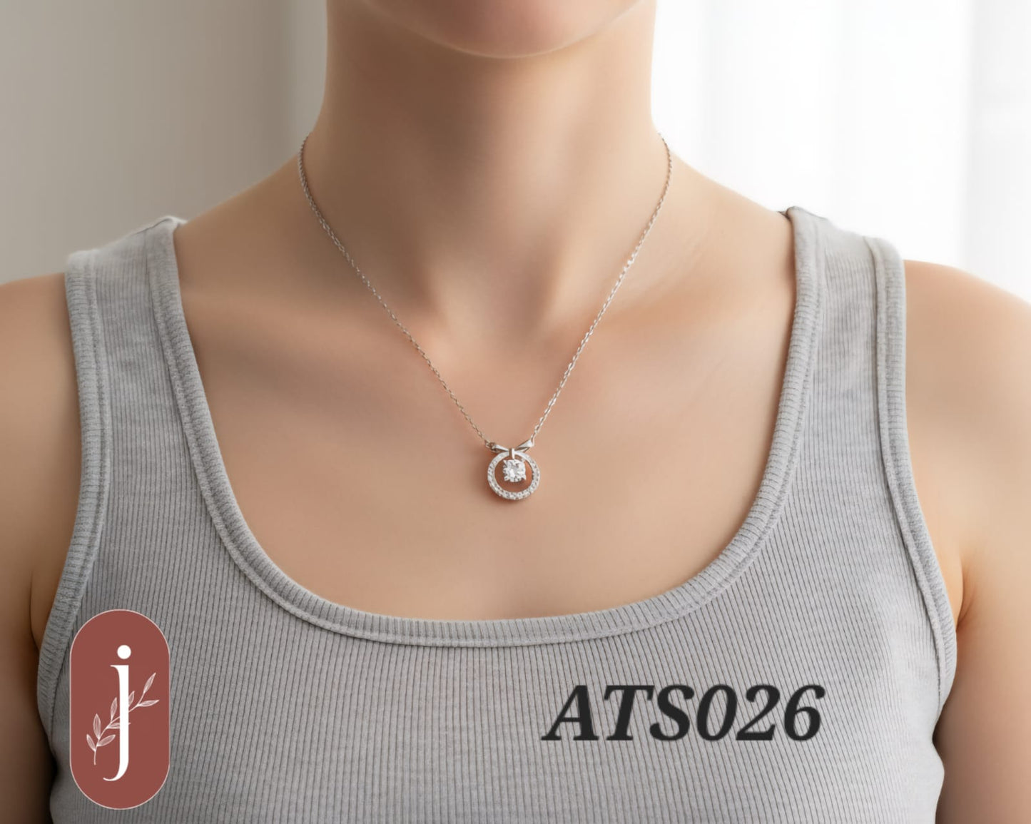 Anti Tarnish Silver Plated Double Circle Pendant Necklace - ATS026