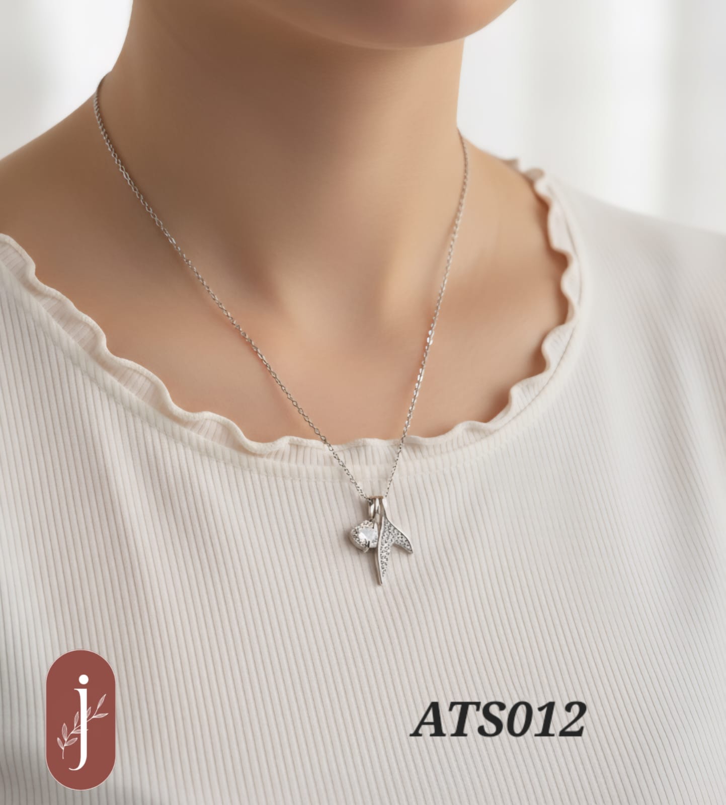 Anti Tarnish Silver Plated Stone Pendant Necklace -ATS012