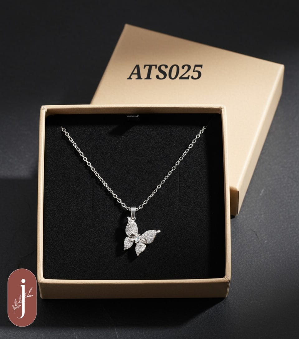 Anti Tarnish Silver Plated Butterfly Pendant Necklace -ATS025