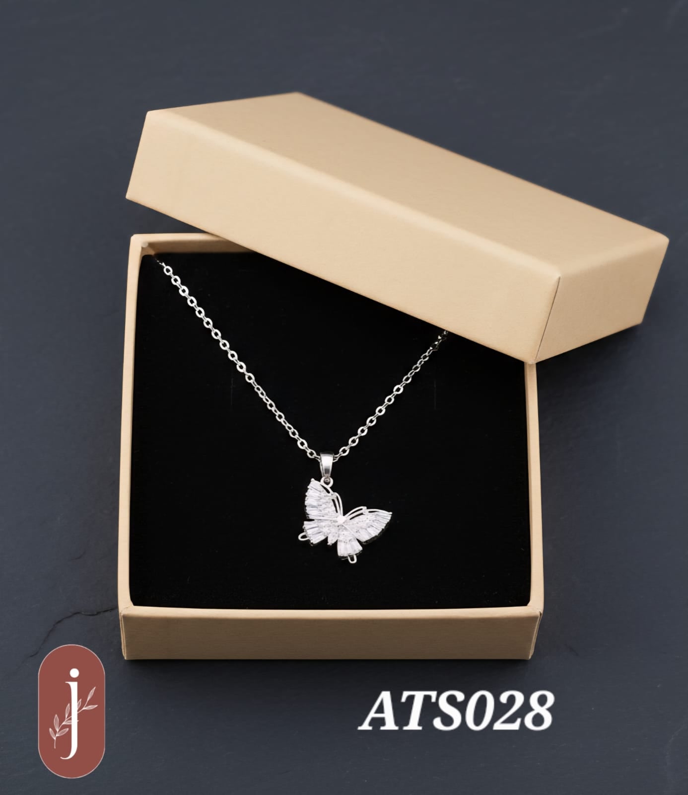 Anti Tarnish Silver Plated Butterfly Pendant Necklace -ATS028