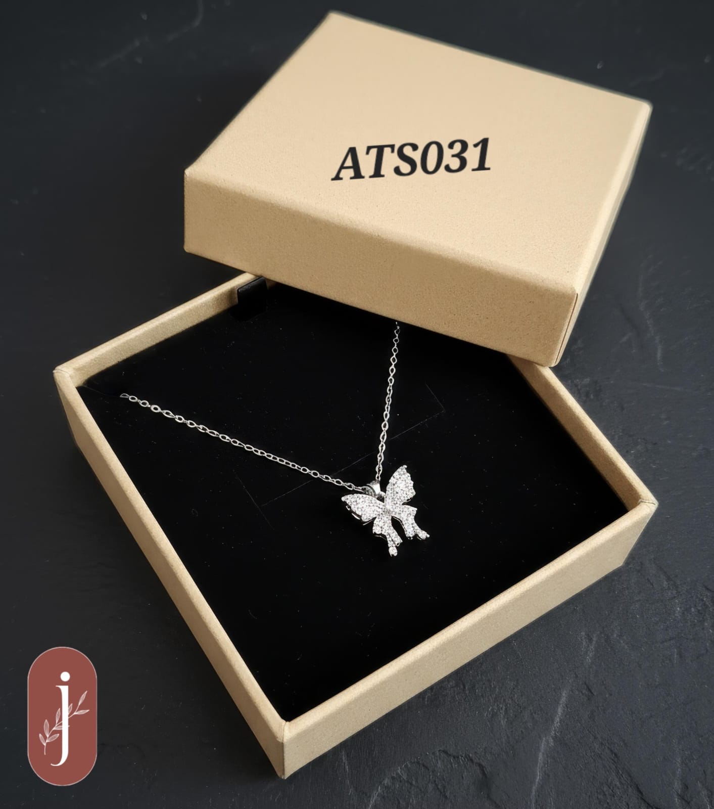 Anti Tarnish Silver Plated Butterfly Pendant Necklace -ATS031