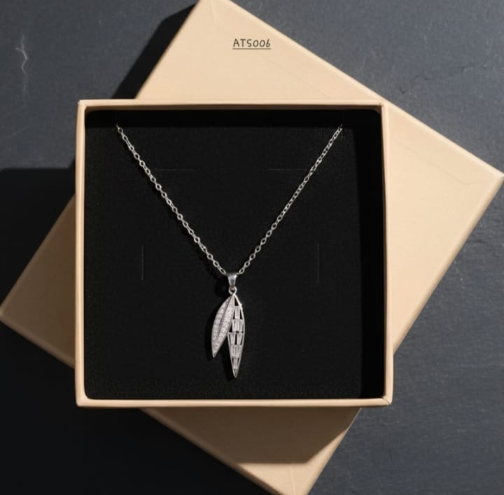 Anti Tarnish Silver Plated Leaf Pendant Necklace -ATS006