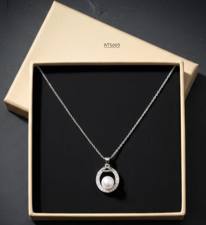 Anti Tarnish Silver Plated Pearl Pendant Necklace -ATS005