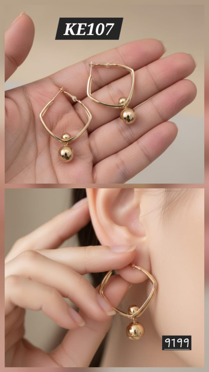 Gold Plated Drop Korean Earrings - KE107