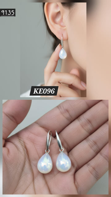 White Drop Dangle Korean Earrings - KE096
