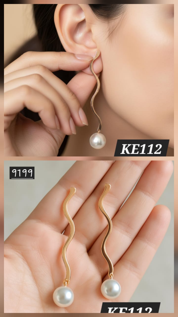 White Drop Korean Earrings - KE112