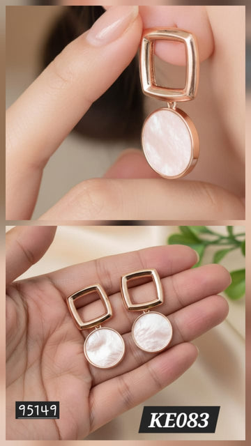 Beige Circle Drop Korean Earrings - KE083