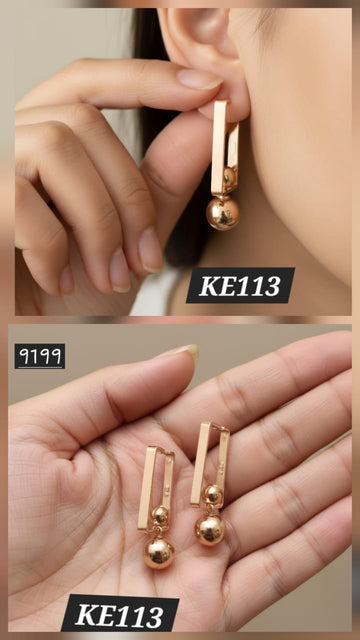 Gold Plated Rectangle Korean Earrings - KE113