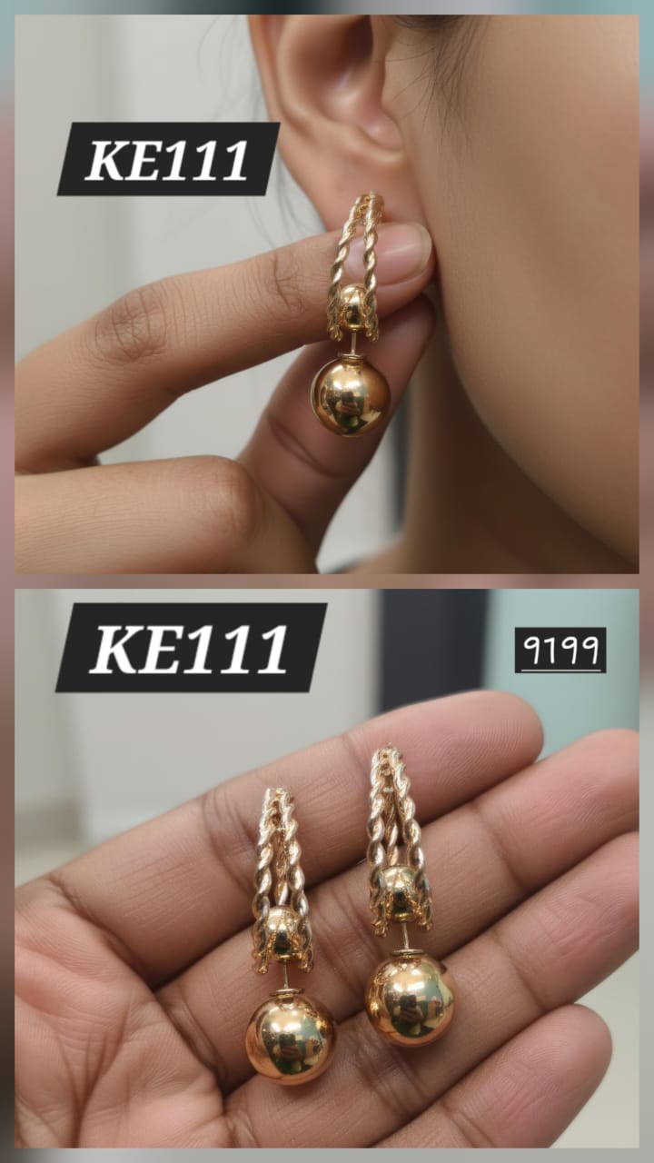 Gold Plated Circle Korean Earrings - KE111