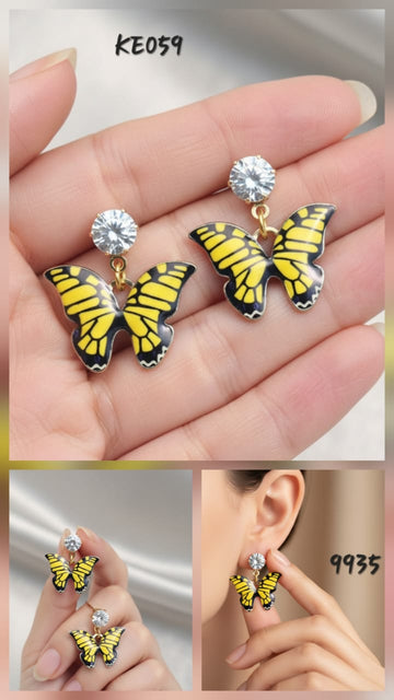 Yellow Butterfly Korean Earrings - KE059