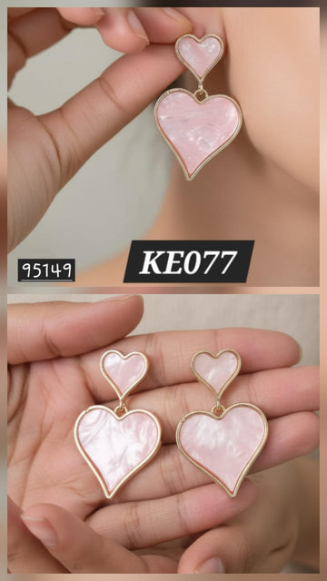 Light Pink Heart Korean Earrings - KE077