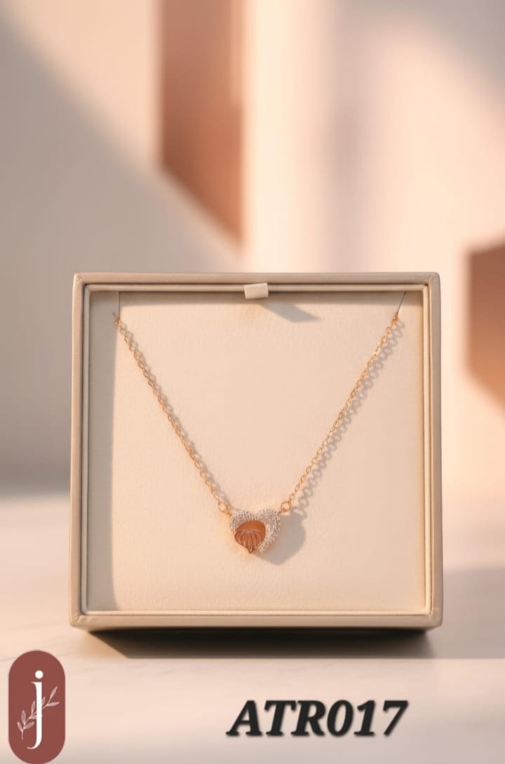 Anti Tarnish Rose Gold Heart Pendant Necklace - ATR017