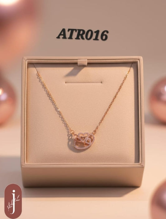 Anti Tarnish Rose Gold Oval Heart Pendant Necklace - ATR016