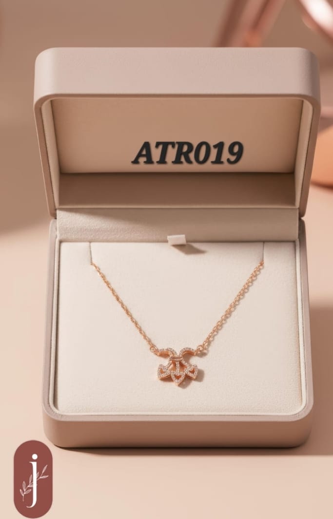 Anti Tarnish Rose Gold Three Heart Pendant Necklace - ATR019