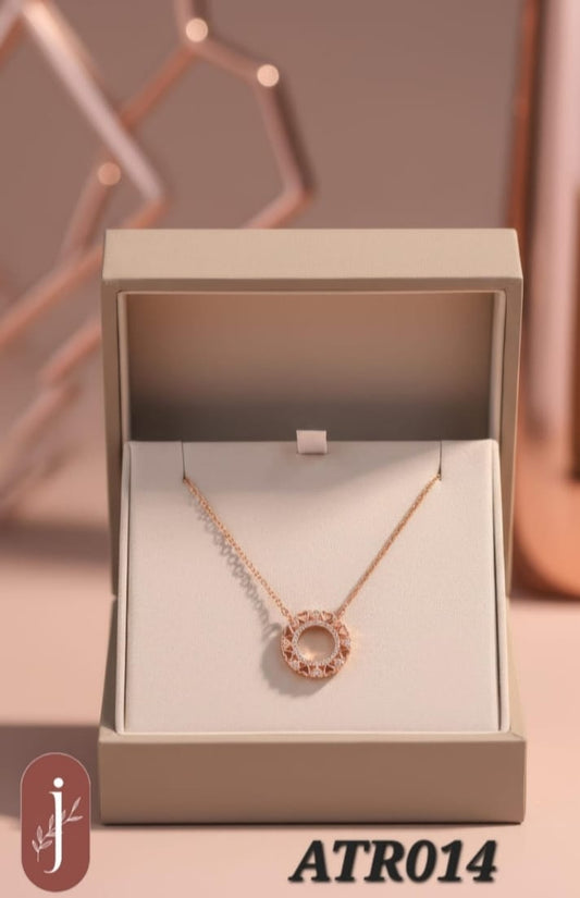 Anti Tarnish Rose Gold Circle Pendant Necklace - ATR014