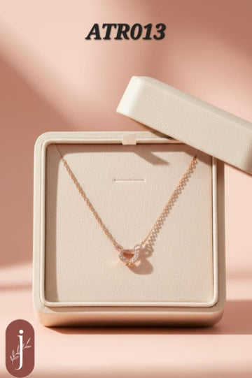 Anti Tarnish Rose Gold Heart Glitter Pendant Necklace - ATR013