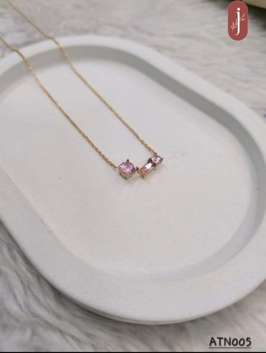 Anti Tarnish Gold Plated Purple Pendant Necklace - ATN005