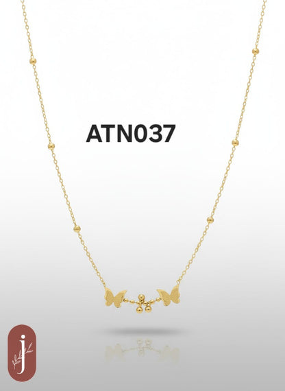 Anti Tarnish Gold Plated Two Butterflies Pendant Necklace - ATN037