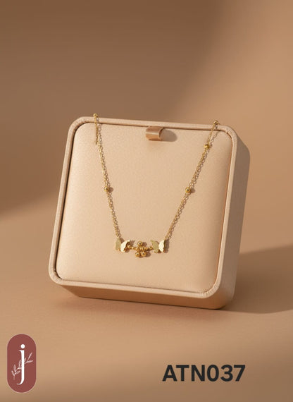 Anti Tarnish Gold Plated Two Butterflies Pendant Necklace - ATN037