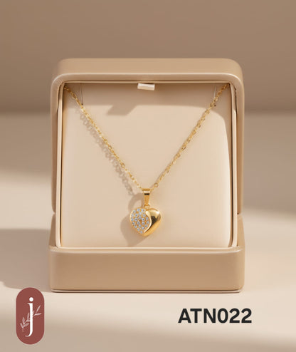 Anti Tarnish Gold Plated Heart Pendant Necklace  - ATN022