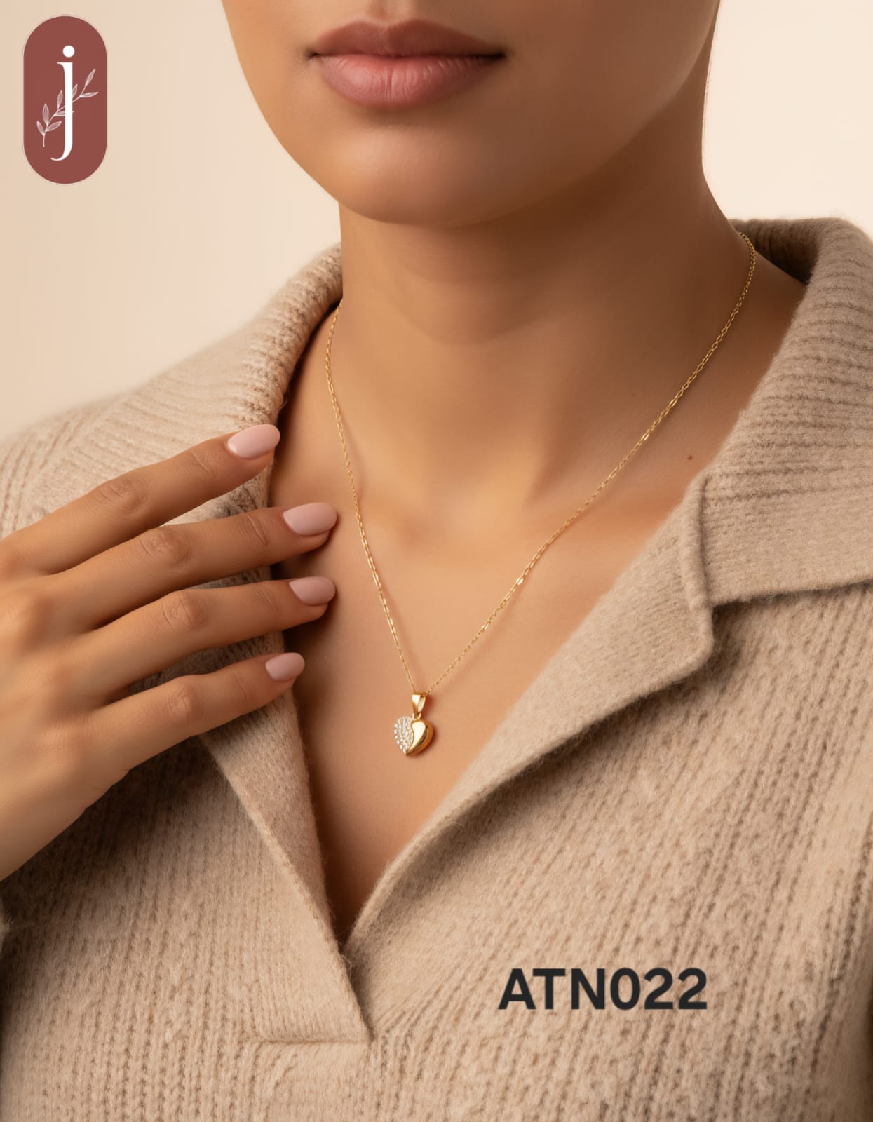 Anti Tarnish Gold Plated Heart Pendant Necklace  - ATN022