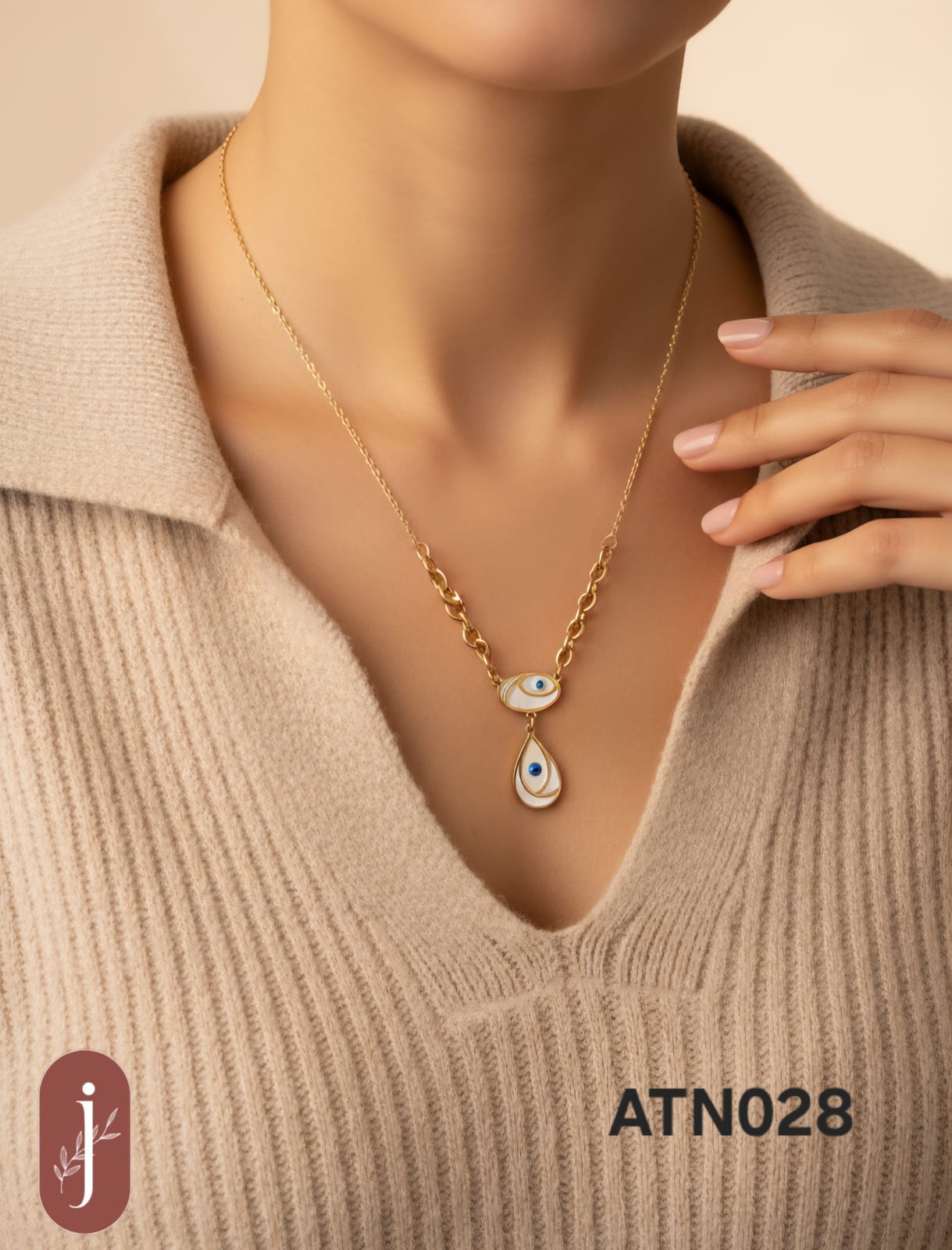 Anti Tarnish Gold Plated Evil Eye Pendant Necklace - ATN028