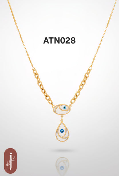 Anti Tarnish Gold Plated Evil Eye Pendant Necklace - ATN028