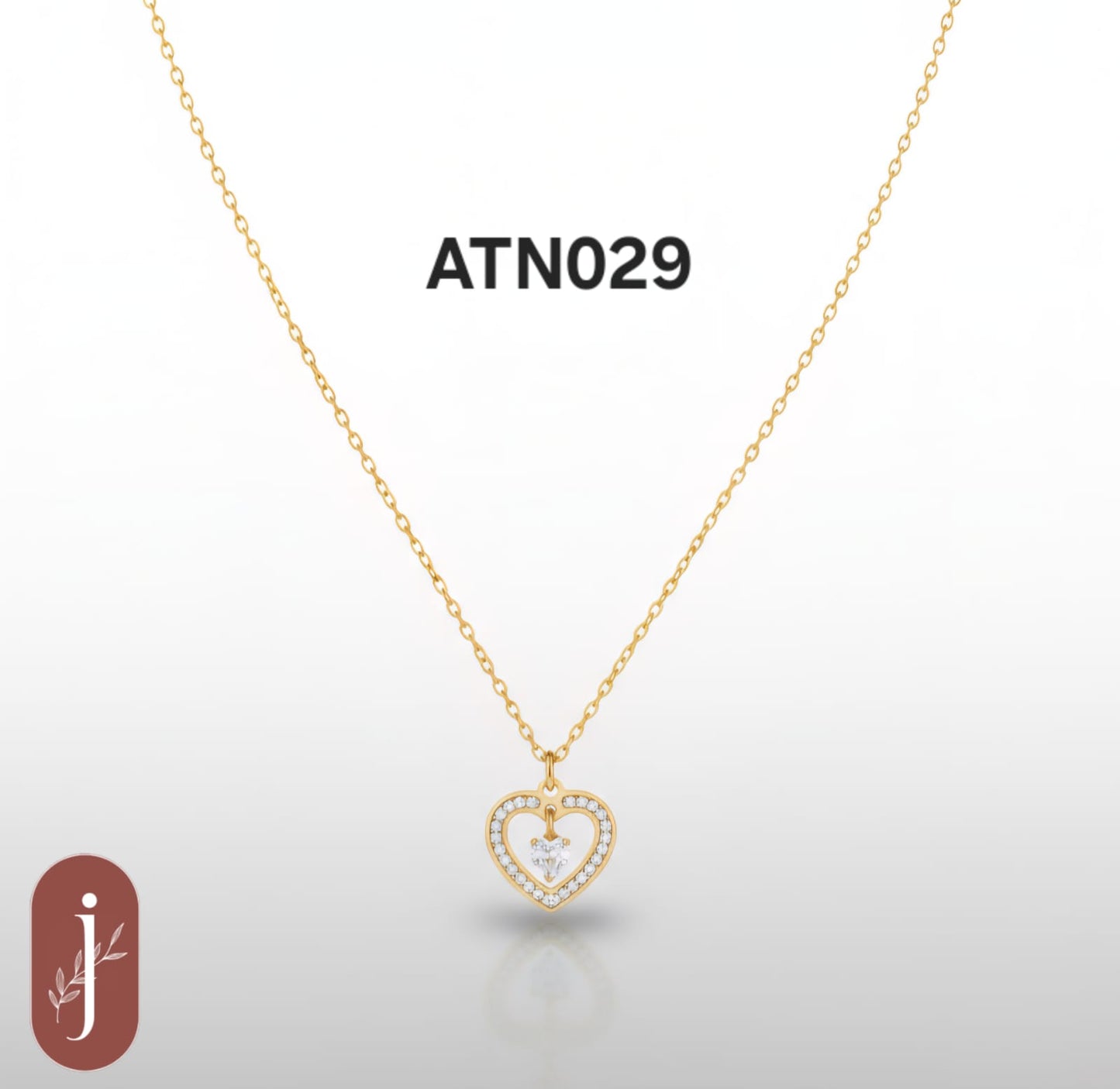 Anti Tarnish Gold Plated Heart with Drop Pendant Necklace - ATN029