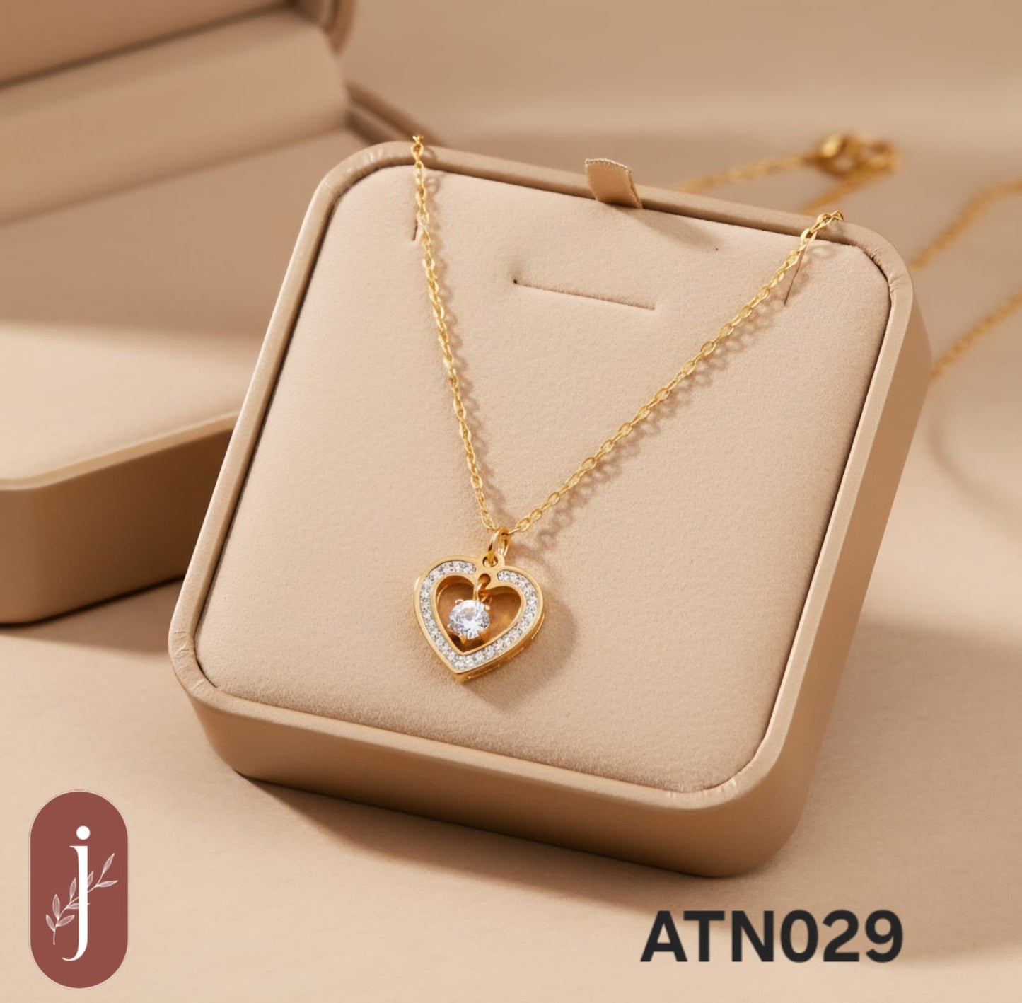 Anti Tarnish Gold Plated Heart with Drop Pendant Necklace - ATN029