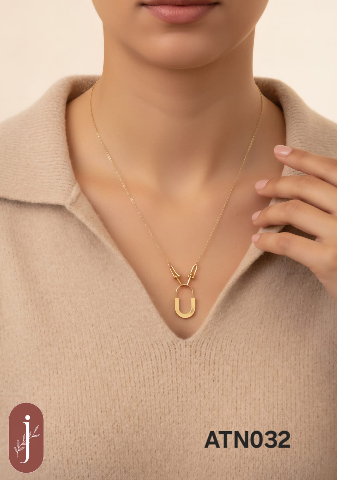 Anti Tarnish Gold Plated Lock Pendant  Necklace - ATN032