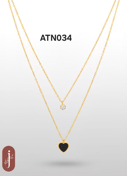 Anti Tarnish Gold Plated Double Chain Pendant Necklace - ATN034