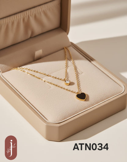 Anti Tarnish Gold Plated Double Chain Pendant Necklace - ATN034