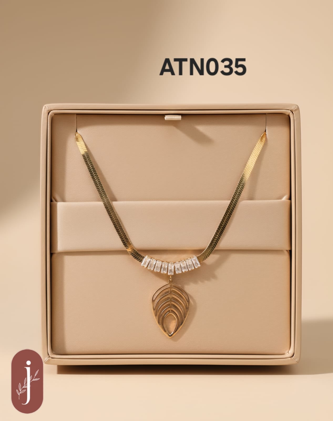 Anti Tarnish Gold Plated Leaf Pendant Necklace  - ATN035