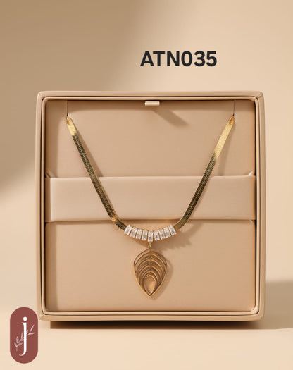 Anti Tarnish Gold Plated Leaf Pendant Necklace  - ATN035