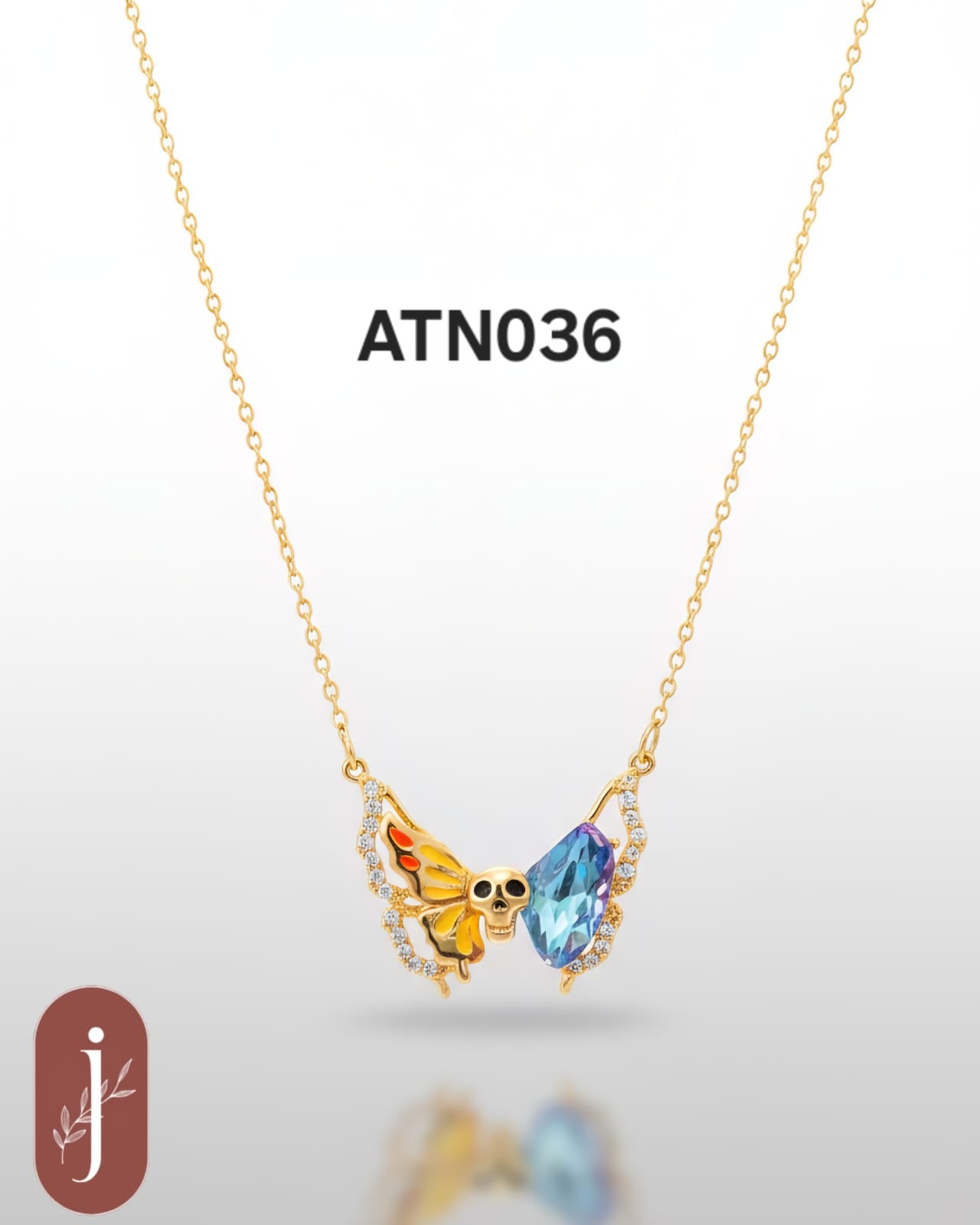 Anti Tarnish Gold Plated Colorful Butterfly Pendant Necklace  - ATN036