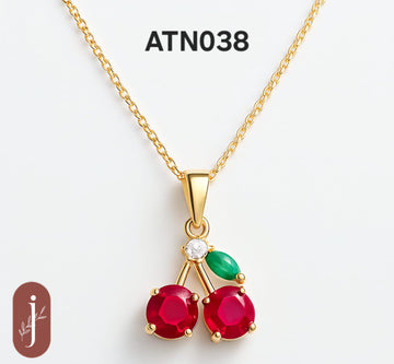 Anti Tarnish Gold Plated Cherry Pendant Necklace  - ATN038