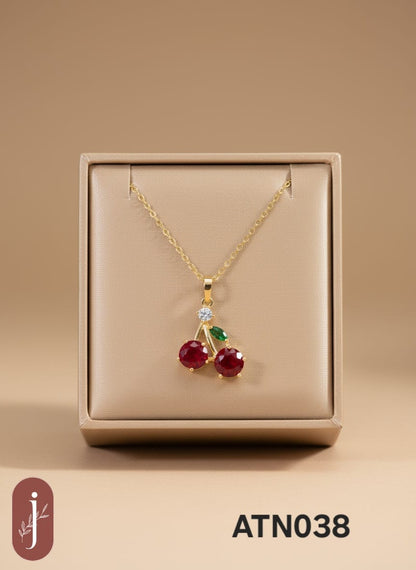 Anti Tarnish Gold Plated Cherry Pendant Necklace  - ATN038