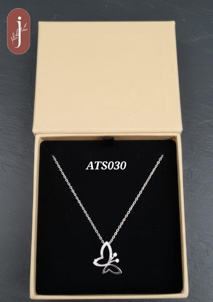 Anti Tarnish Silver Plated Butterfly Pendant  Necklace- ATS030