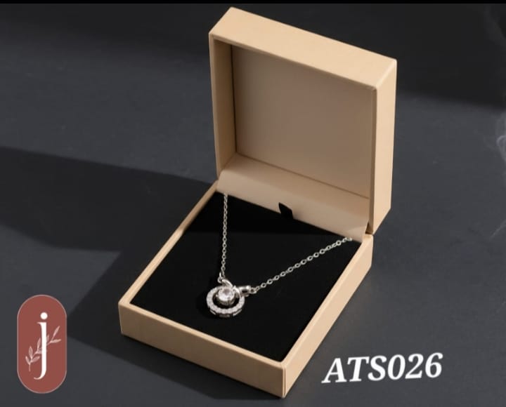 Anti Tarnish Silver Plated Double Circle Pendant Necklace - ATS026