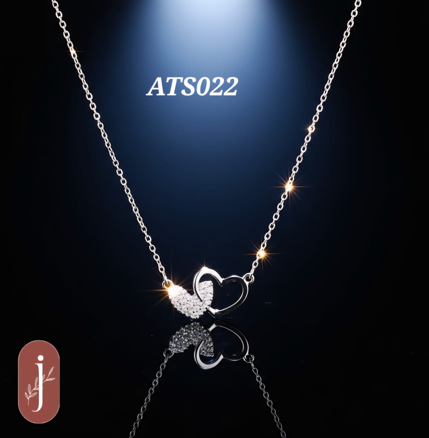 Anti Tarnish Silver Plated Double Heart Pendant Necklace - ATS022