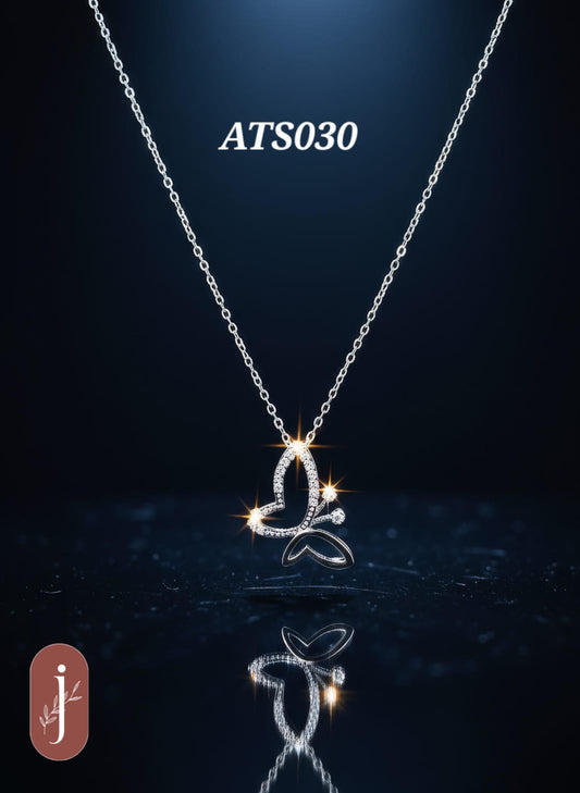 Anti Tarnish Silver Plated Butterfly Pendant  Necklace- ATS030