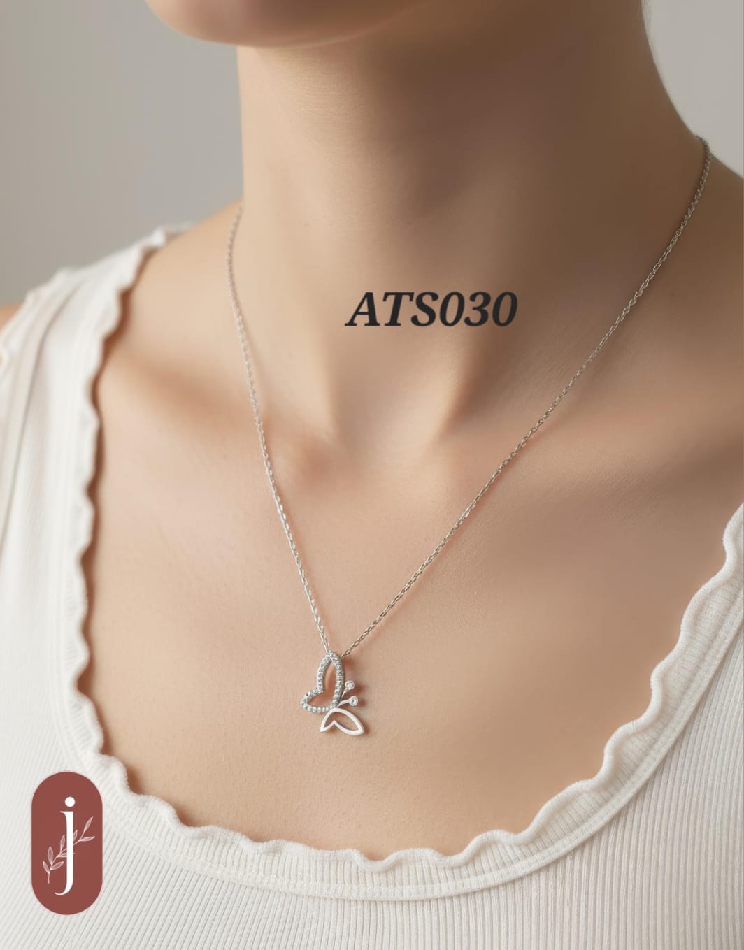 Anti Tarnish Silver Plated Butterfly Pendant  Necklace- ATS030