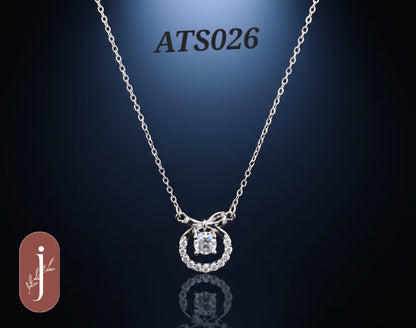 Anti Tarnish Silver Plated Double Circle Pendant Necklace - ATS026