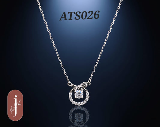 Anti Tarnish Silver Plated Double Circle Pendant Necklace - ATS026