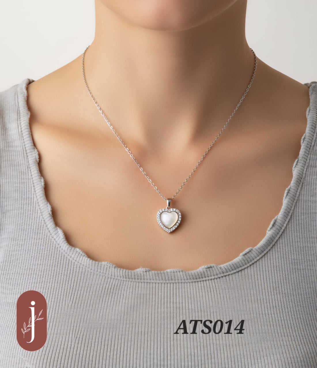 Anti Tarnish Silver Plated Stone Heart Pendant Necklace -ATS014